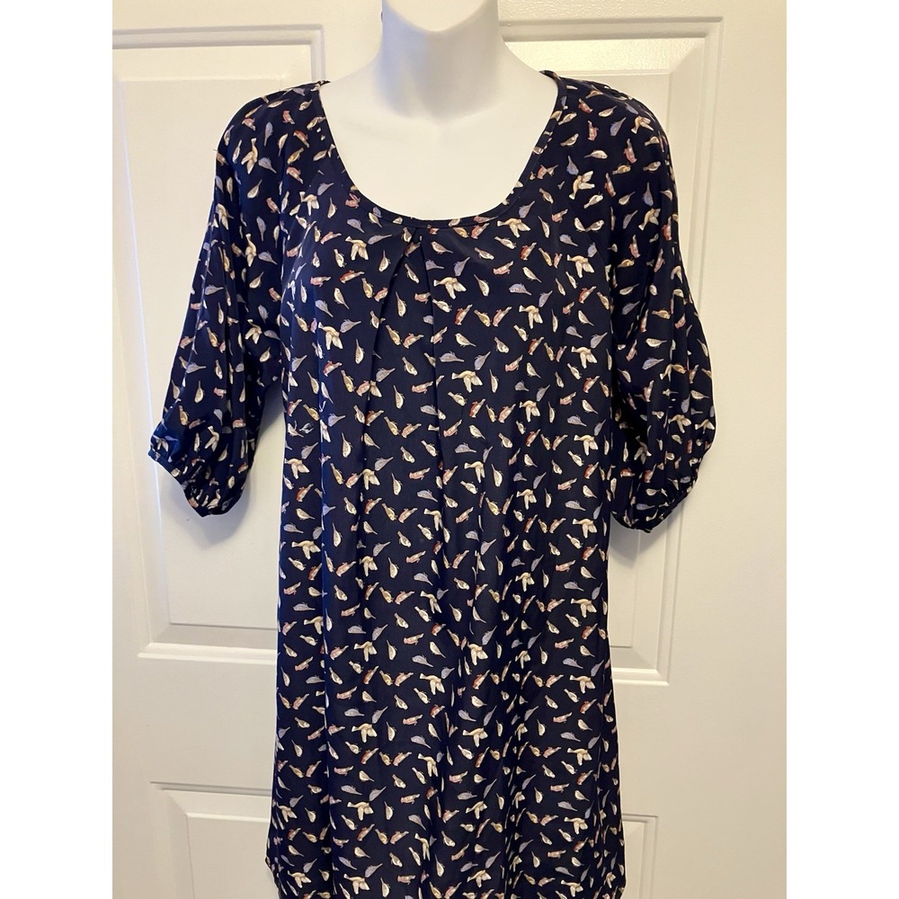 Ya Los Angeles Dress Sz Small Black Boho Novelty Bird Print Women's